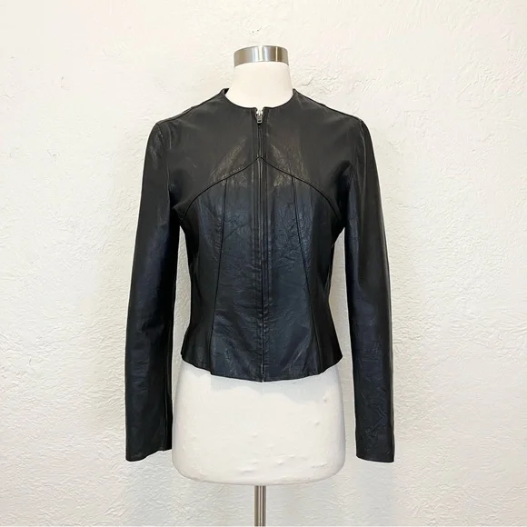 Vintage Gap Small Moto Jacket 100% Genuine Leather Black S Y2K - Picture 14 of 14